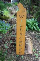 Gartenstecker Rost Willkommen