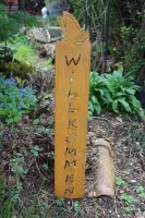 Gartenstecker Rost Willkommen