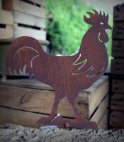 Gartenfigur Hahn Edelrost