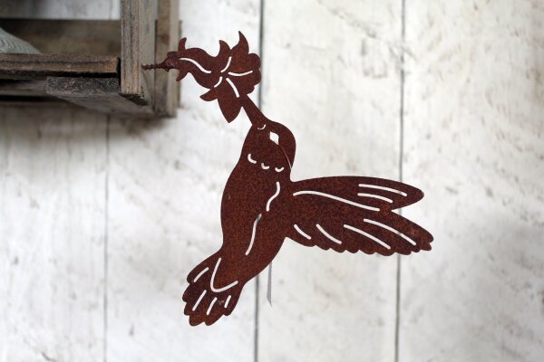Gartenfigur Kolibri Edelrost