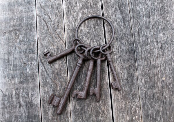 Nostalgie Schlüsselbund groß Gusseisen antikbraun Schlüssel Gartendeko Romantik 