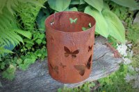 Windlicht Schmetterlinge Rost groß