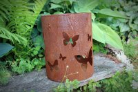 Windlicht Schmetterlinge Rost groß