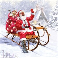 20 Servietten Weihnachtsmann auf Schlitten