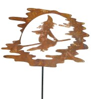 Hexe auf Besen Edelrost Höhe 150 cm