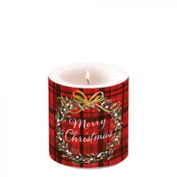 Kerze Weihnachts Plaid rot