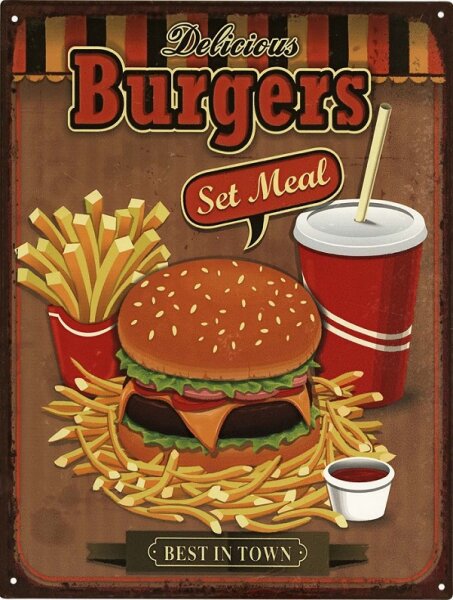 Shabby Blechschild Fast Food