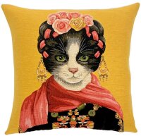 Gobelin Kissen Katze mit Schal g