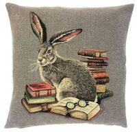 Gobelin Kissen Hase mit Büchern