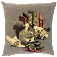 Gobelin Kissen Eichhörnchen mit Büchern