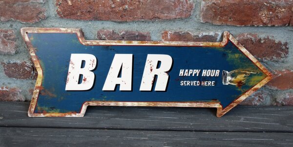 Shabby Blechschild Bar