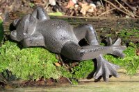 Gartenfigur Frosch liegend antikbraun