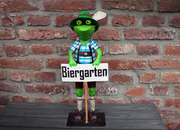 Gartenfigur Frosch Biergarten