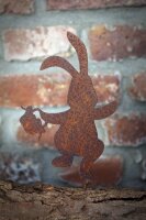 Gartenstecker Hase Edelrost mit Korb