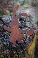 Gartenstecker Hase Edelrost mit Korb