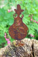 Gartenstecker Edelrost Lustiger Hahn