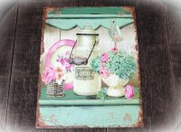 Shabby Blechschild Paris Blumen