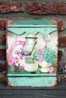 Shabby Blechschild Paris Blumen