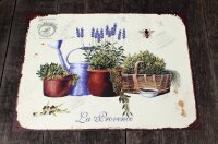 Shabby Blechschild Lavendel Gießkanne